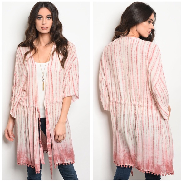 Honey Belle Sweaters - CREAM BLUSH TIE DYE CARDIGAN